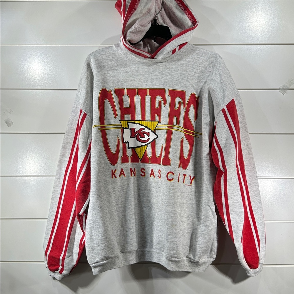 Vintage 90s Kansas City Chiefs Cliff Engle Striped Hoodie
